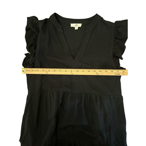 Entro Black Tiered Midi Dress Ruffle Sleeves Lined Lightweight Casual SZ Med - Picture 6 of 9
